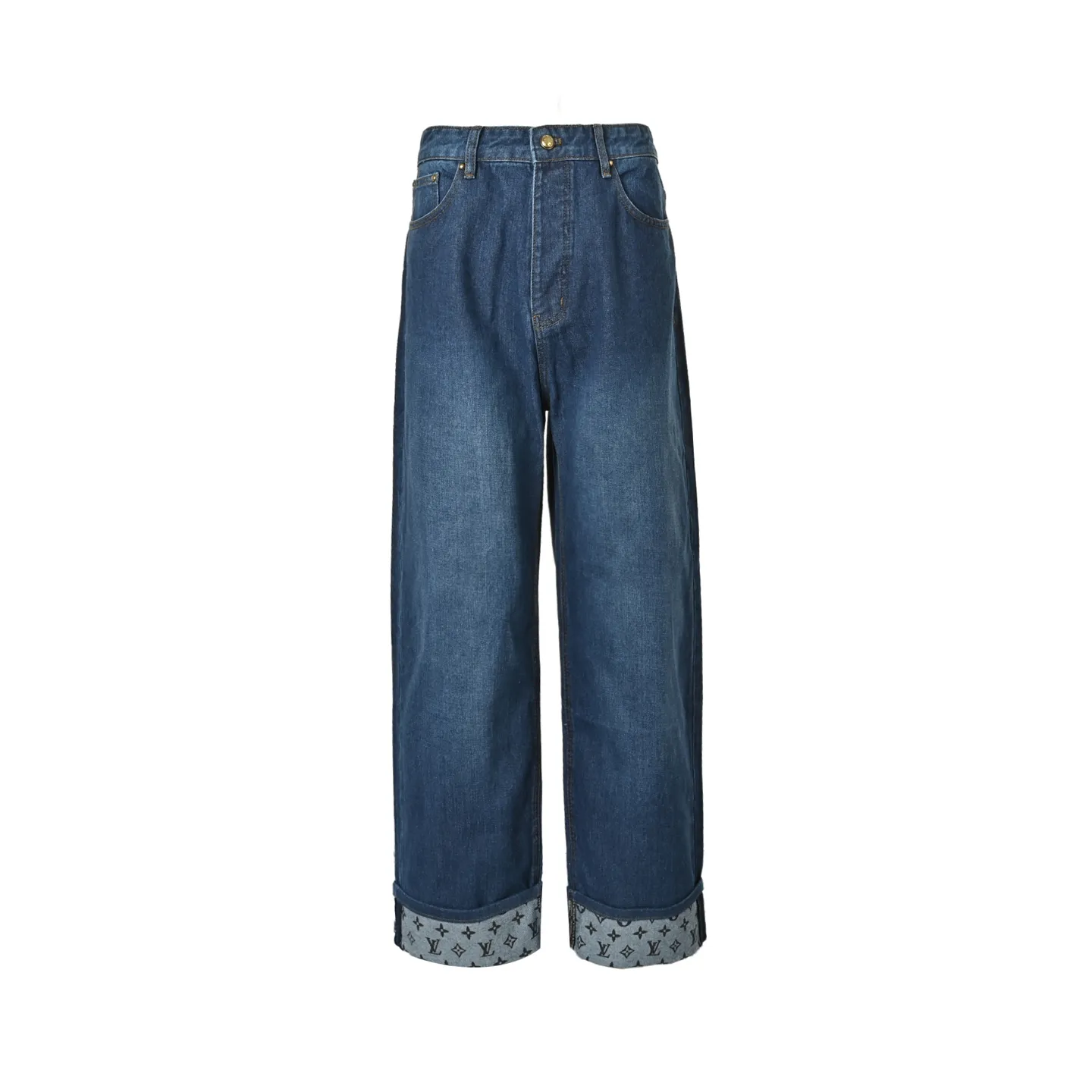 Louis Vuitton/Louis Vuitton MONOGRAM cuffed hem straight jeans